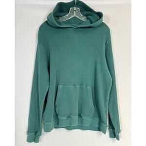 VTG 90s Gap Waffle Knit Hoodie Sweater Men L Green Pockets Casual Grunge Capsule